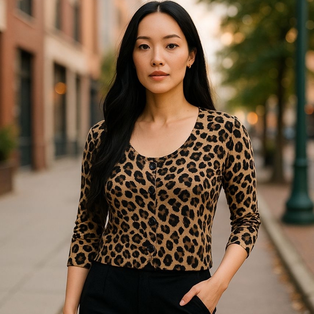 August Silk  Leopard Print Top